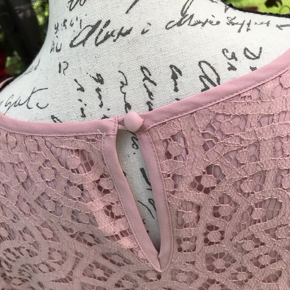 J. Crew Blush Pink Lace Cotton Blend Lined Three Quarter Sleeved Blouse Size 14 - Picture 5 of 10
